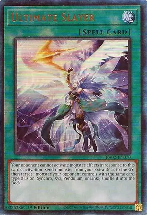 Ultimate Slayer Prismatic Ultimate Rare RA02-EN070 Yu-Gi-Oh card from 25th Anniversary Rarity Collection II