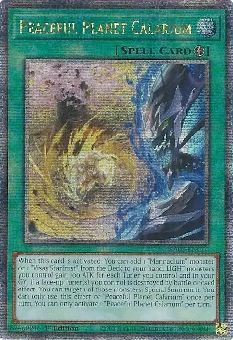Peaceful Planet Calarium Quarter Century Secret Rare RA02-EN074 Yu-Gi-Oh card from 25th Anniversary Rarity Collection II