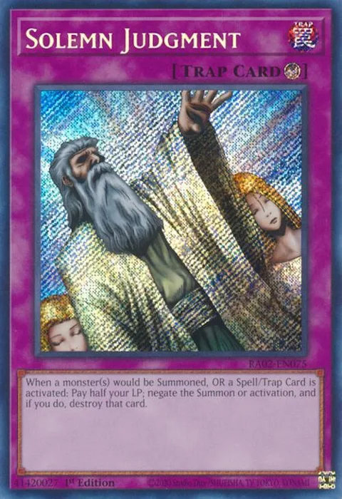 Solemn Judgment Secret Rare RA02-EN075 Yu-Gi-Oh card from 25th Anniversary Rarity Collection II
