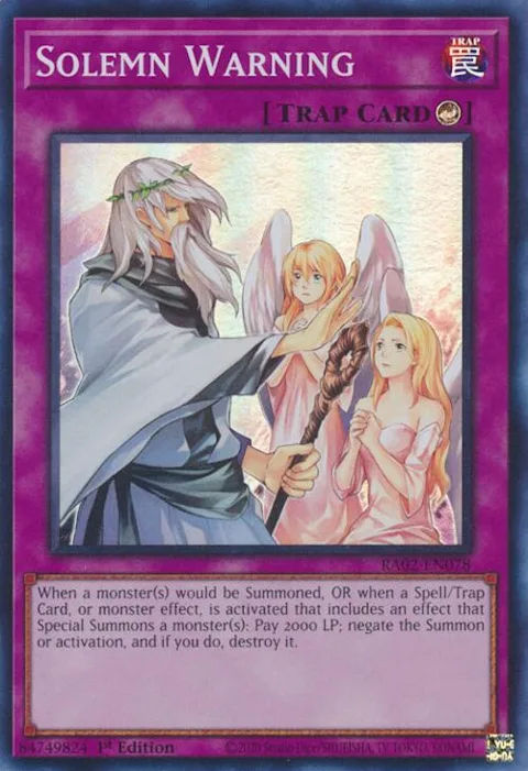 Solemn Warning RA02-EN078 Yu-Gi-Oh card from 25th Anniversary Rarity Collection II