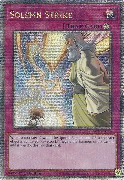 Solemn Strike Quarter Century Secret Rare RA02-EN079 Yu-Gi-Oh card from 25th Anniversary Rarity Collection II