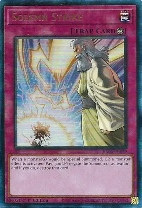 Solemn Strike Prismatic Ultimate Rare RA02-EN079 Yu-Gi-Oh card from 25th Anniversary Rarity Collection II