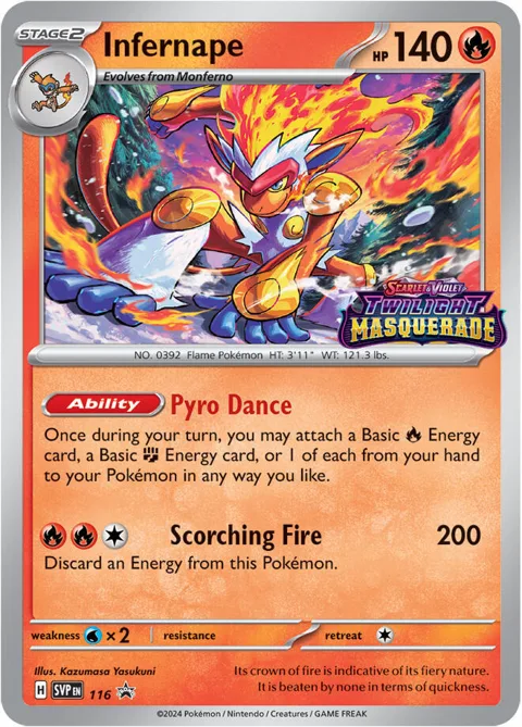 Infernape #116 Holofoil Pokémon card from Scarlet & Violet Promo Cards
