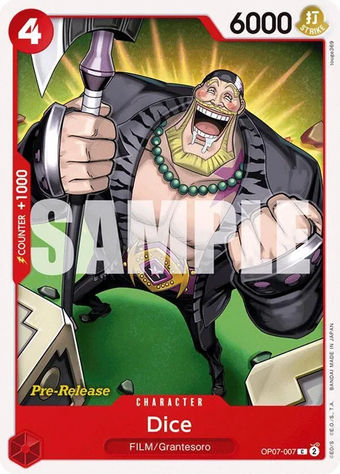 Dice OP07-007 Pre-Release One Piece card from 500 Years in the Future Pre-Release Cards