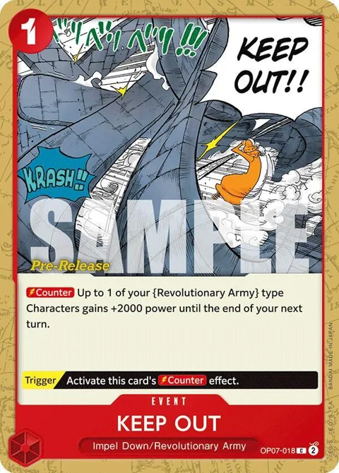 Keep Out OP07-018 Pre-Release One Piece card from 500 Years in the Future Pre-Release Cards