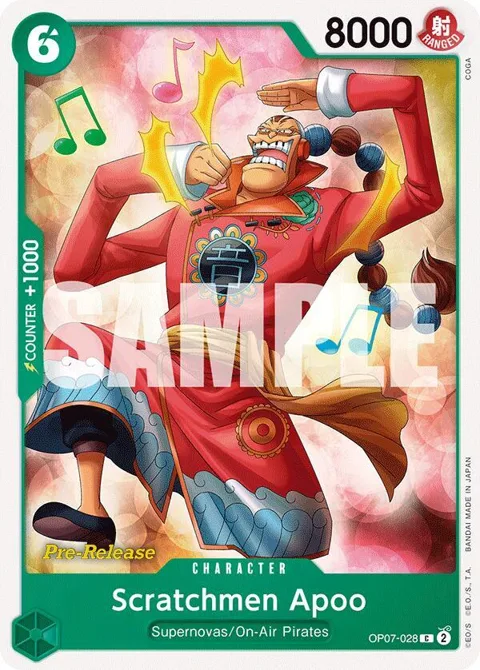 Scratchmen Apoo OP07-028 Pre-Release One Piece card from 500 Years in the Future Pre-Release Cards