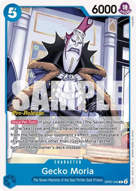 Gecko Moria OP07-042 Pre-Release One Piece card from 500 Years in the Future Pre-Release Cards