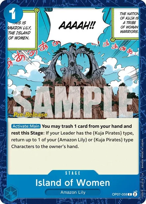 Island of Women OP07-058 Pre-Release One Piece card from 500 Years in the Future Pre-Release Cards