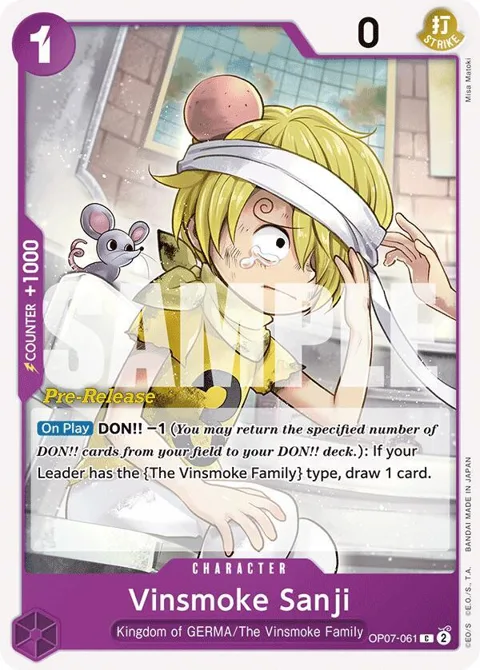 Vinsmoke Sanji OP07-061 Pre-Release One Piece card from 500 Years in the Future Pre-Release Cards