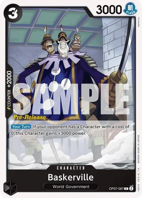 Baskerville OP07-087 Pre-Release One Piece card from 500 Years in the Future Pre-Release Cards