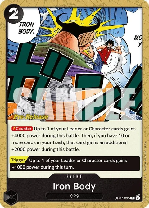 Iron Body OP07-095 Pre-Release One Piece card from 500 Years in the Future Pre-Release Cards