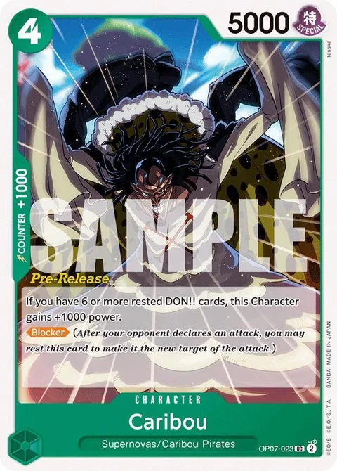 Caribou OP07-023 Pre-Release One Piece card from 500 Years in the Future Pre-Release Cards