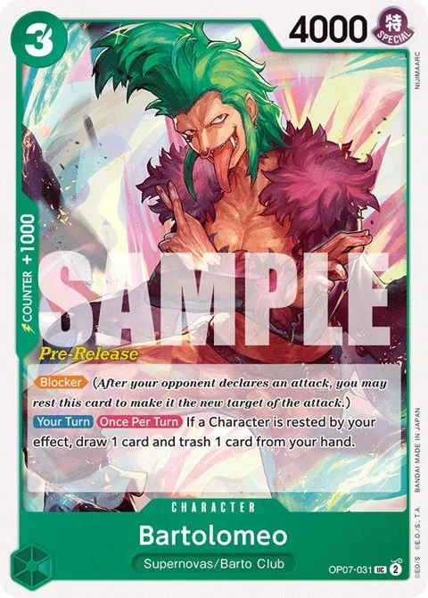 Bartolomeo OP07-031 Pre-Release One Piece card from 500 Years in the Future Pre-Release Cards