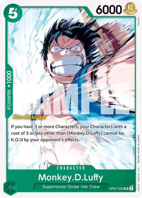 Monkey.D.Luffy OP07-033 Pre-Release One Piece card from 500 Years in the Future Pre-Release Cards