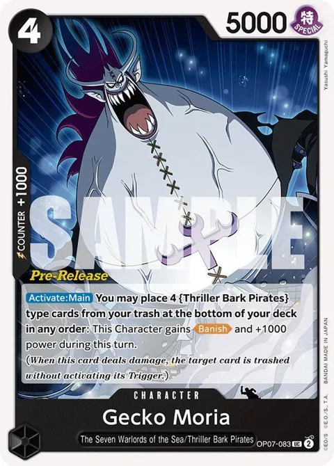 Gecko Moria OP07-083 Pre-Release One Piece card from 500 Years in the Future Pre-Release Cards