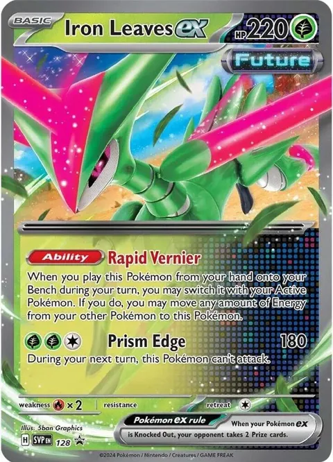 Iron Leaves ex #128 Holofoil Pokémon card from Scarlet & Violet Promo Cards