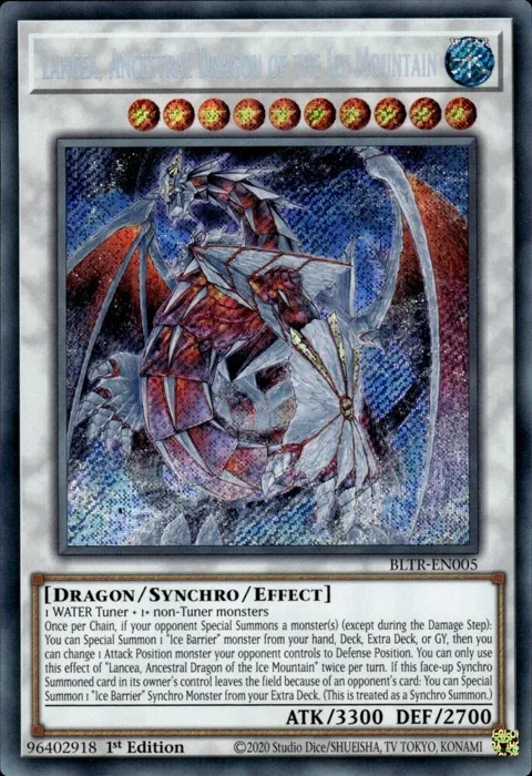 Lancea, Ancestral Dragon of the Ice Mountain BLTR-EN005 Yu-Gi-Oh card from Battles of Legend: Terminal Revenge