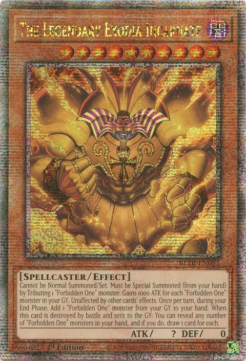 The Legendary Exodia Incarnate Quarter Century Secret Rare BLTR-EN051 Yu-Gi-Oh card from Battles of Legend: Terminal Revenge