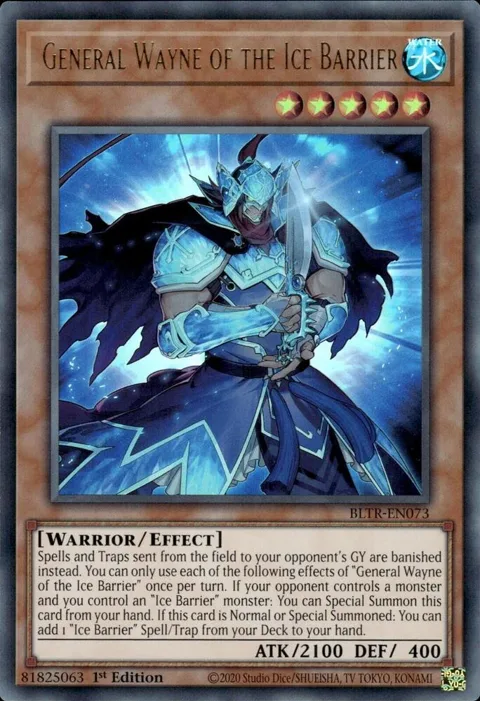 General Wayne of the Ice Barrier BLTR-EN073 Yu-Gi-Oh card from Battles of Legend: Terminal Revenge