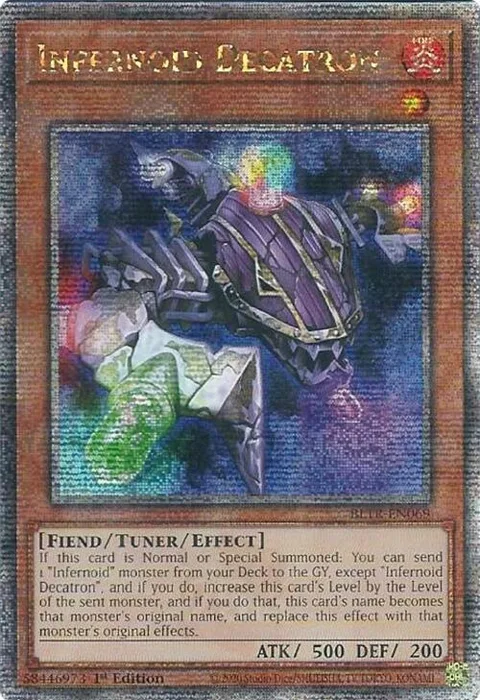 Infernoid Decatron Quarter Century Secret Rare BLTR-EN069 Yu-Gi-Oh card from Battles of Legend: Terminal Revenge