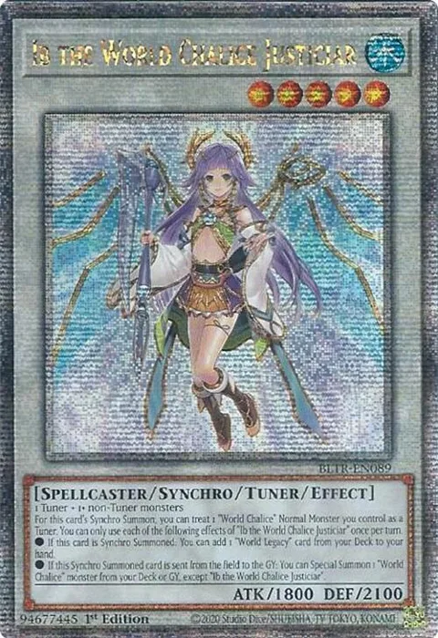 Ib the World Chalice Justiciar Quarter Century Secret Rare BLTR-EN089 Yu-Gi-Oh card from Battles of Legend: Terminal Revenge