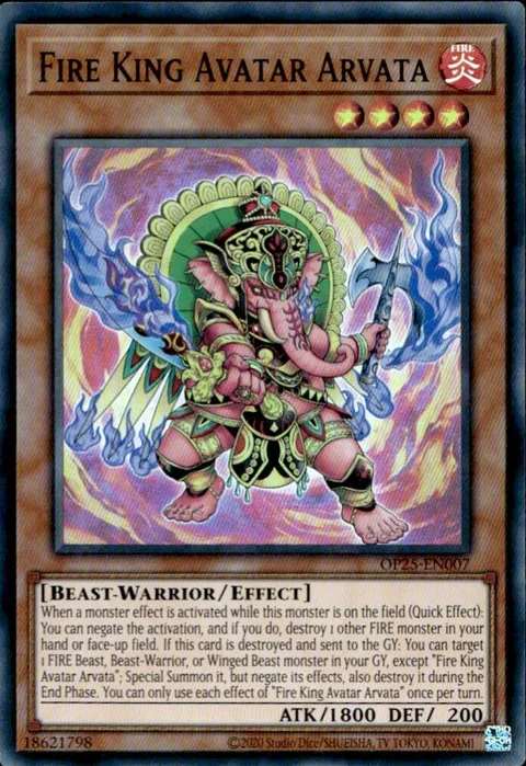 Fire King Avatar Arvata OP25-EN007 Yu-Gi-Oh card from OTS Tournament Pack 25