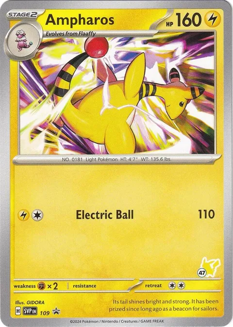 Ampharos - Pikachu 47 #109 Pokémon card from Battle Academy 2024