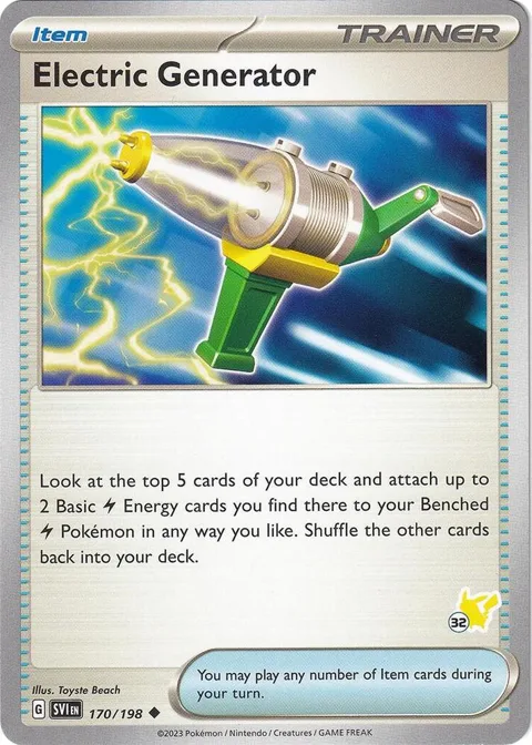 Electric Generator - Pikachu 32 #170/198 Pokémon card from Battle Academy 2024