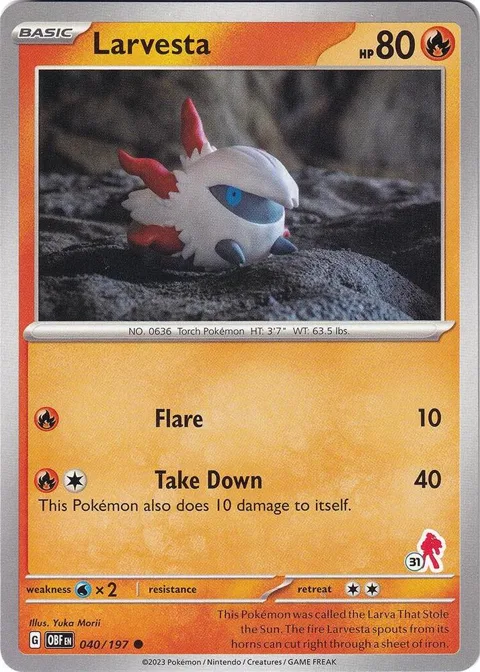 Larvesta - Armarouge 31 #040/197 Pokémon card from Battle Academy 2024