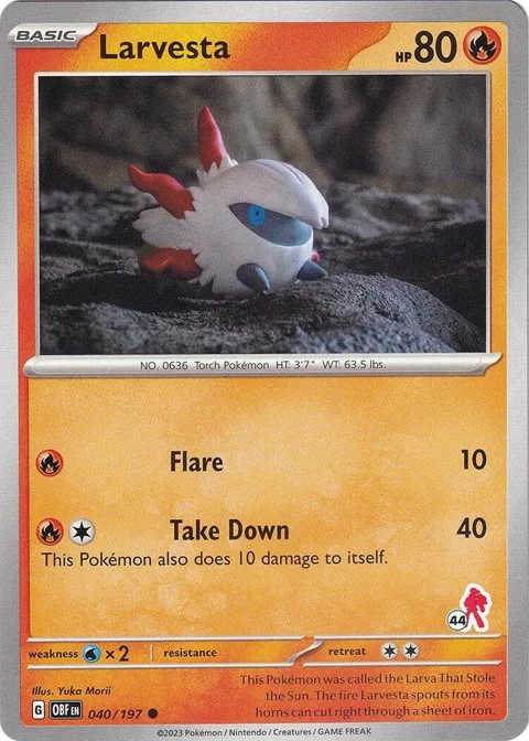 Larvesta - Armarouge 44 #040/197 Pokémon card from Battle Academy 2024