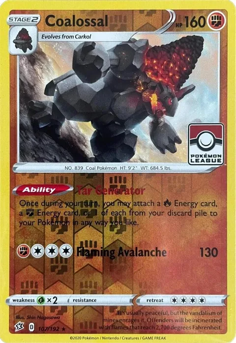 Coalossal - 107/192 League Promo #107/192 Reverse Holofoil Pokémon card from League & Championship Cards