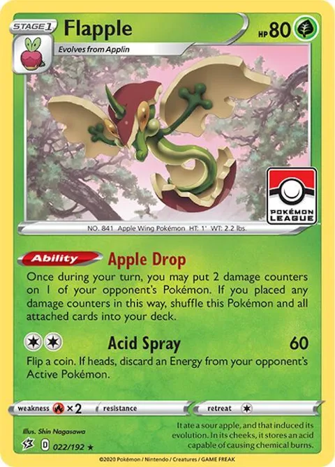 Flapple - 022/192 League Promo #022/192 Reverse Holofoil Pokémon card from League & Championship Cards
