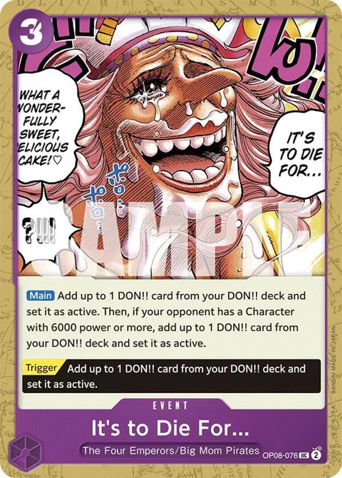 It's to Die For OP08-076 One Piece card from Two Legends