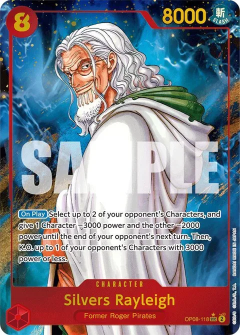 Silvers Rayleigh Alt Art OP08-118 One Piece card from Two Legends