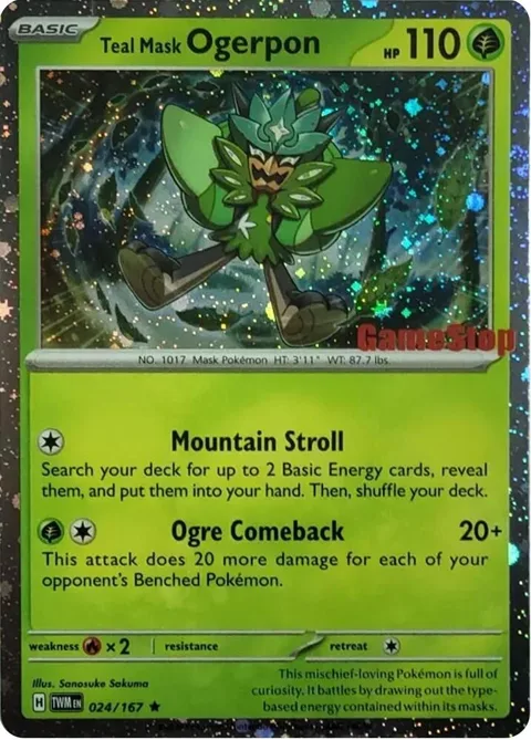 Teal Mask Ogerpon Cosmos Holo Gamestop Exclusive #024/167 Holofoil Pokémon card from Miscellaneous Cards & Products