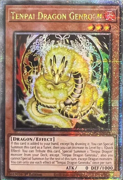 Tenpai Dragon Genroku Quarter Century Secret Rare INFO-EN019 Yu-Gi-Oh card from The Infinite Forbidden