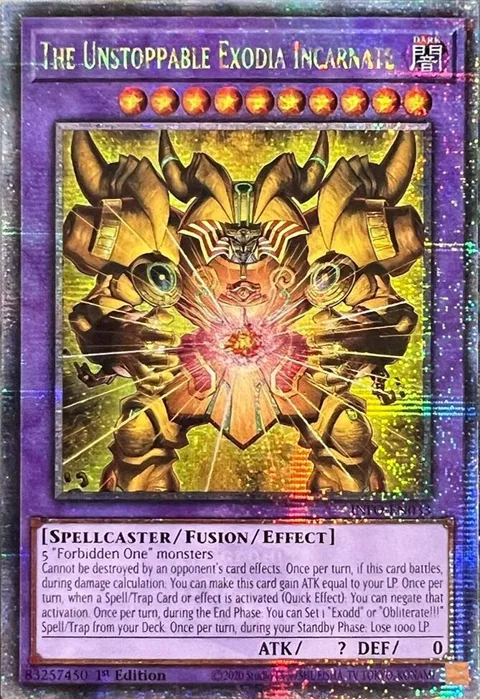 The Unstoppable Exodia Incarnate Quarter Century Secret Rare INFO-EN033 Yu-Gi-Oh card from The Infinite Forbidden