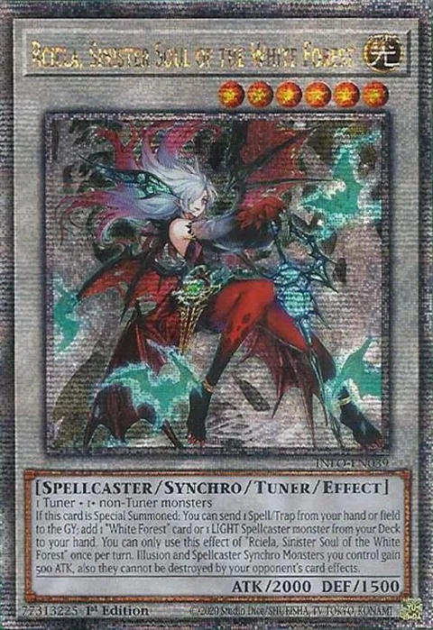 Rciela, Sinister Soul of the White Forest Quarter Century Secret Rare INFO-EN039 Yu-Gi-Oh card from The Infinite Forbidden