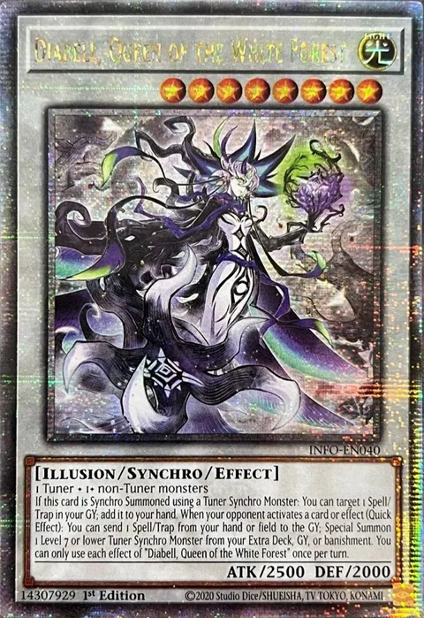 Diabell, Queen of the White Forest Quarter Century Secret Rare INFO-EN040 Yu-Gi-Oh card from The Infinite Forbidden