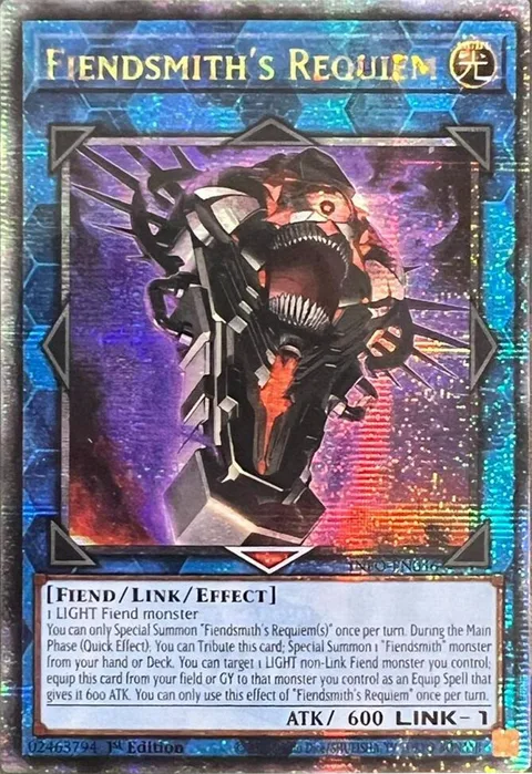 Fiendsmith's Requiem Quarter Century Secret Rare INFO-EN046 Yu-Gi-Oh card from The Infinite Forbidden