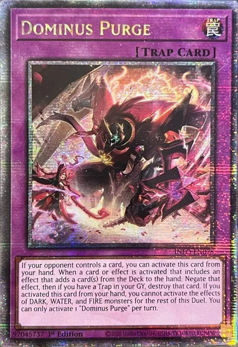 Dominus Purge Quarter Century Secret Rare INFO-EN078 Yu-Gi-Oh card from The Infinite Forbidden