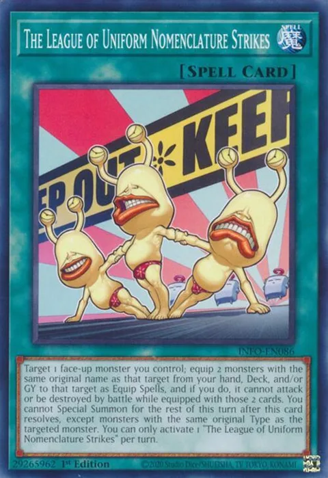 The League of Uniform Nomenclature Strikes INFO-EN086 Yu-Gi-Oh card from The Infinite Forbidden