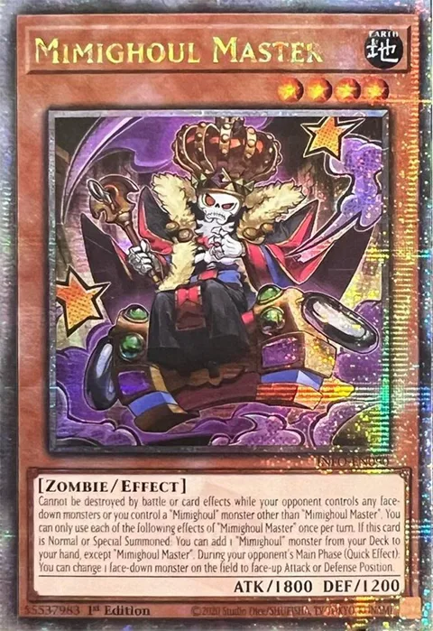 Mimighoul Master Quarter Century Secret Rare INFO-EN090 Yu-Gi-Oh card from The Infinite Forbidden
