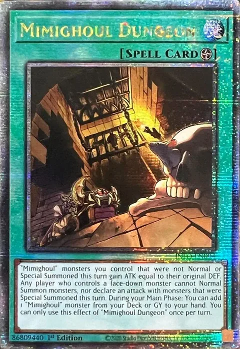 Mimighoul Dungeon Quarter Century Secret Rare INFO-EN094 Yu-Gi-Oh card from The Infinite Forbidden