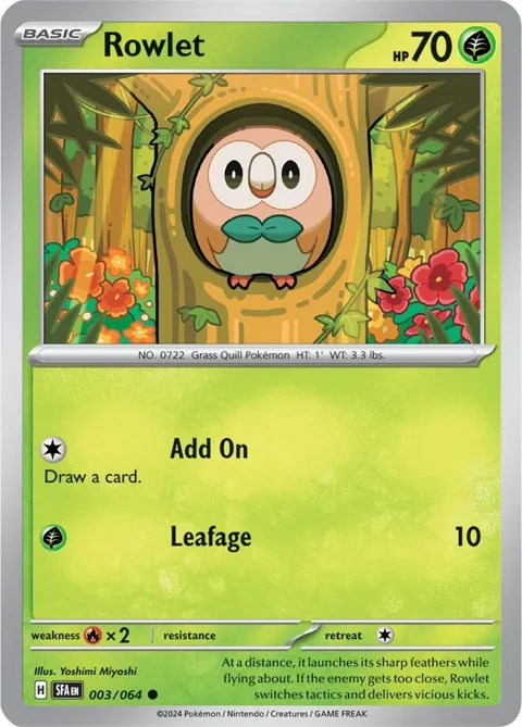 Rowlet #003/064 Pokémon card from Shrouded Fable