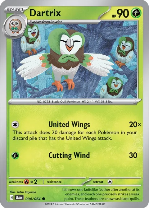 Dartrix #004/064 Reverse Holofoil Pokémon card from Shrouded Fable