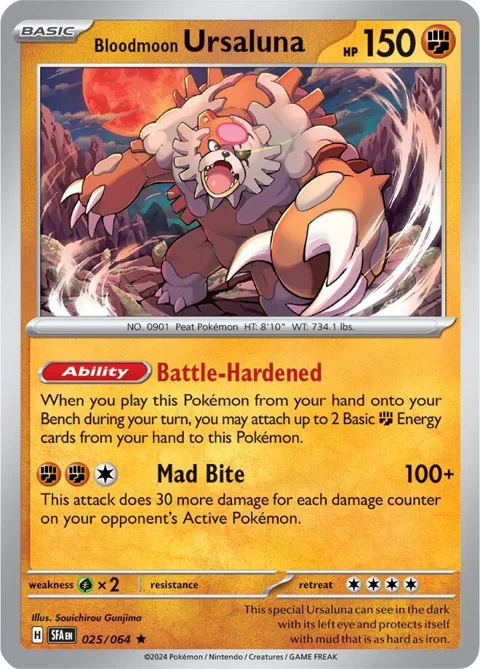 Bloodmoon Ursaluna #025/064 Reverse Holofoil Pokémon card from Shrouded Fable