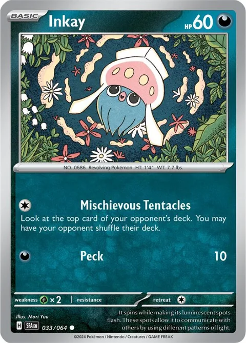 Inkay #033/064 Reverse Holofoil Pokémon card from Shrouded Fable