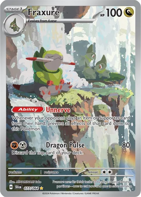 Fraxure #077/064 Holofoil Pokémon card from Shrouded Fable