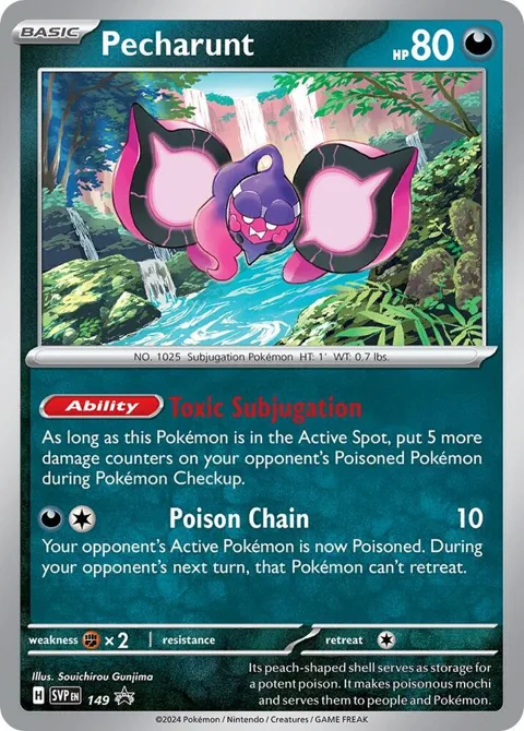 Pecharunt #149 Holofoil Pokémon card from Scarlet & Violet Promo Cards